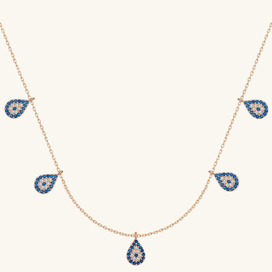 Rose Plated Evil Eye Luck Women's Silver Necklace