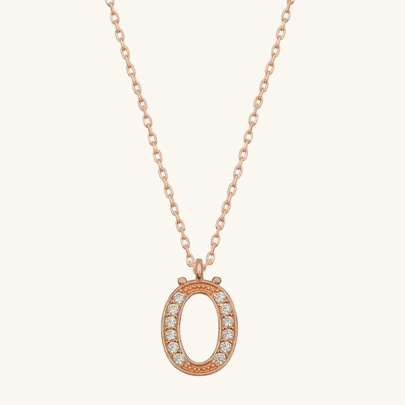 Rose Plated Letter Ö Women's Silver Necklace