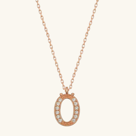 Rose Plated Letter Ö Women's Silver Necklace