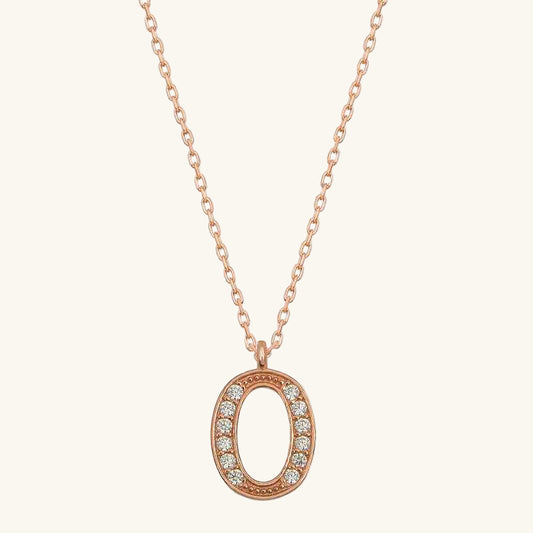 Rose Plated O Letter Women's Silver Necklace