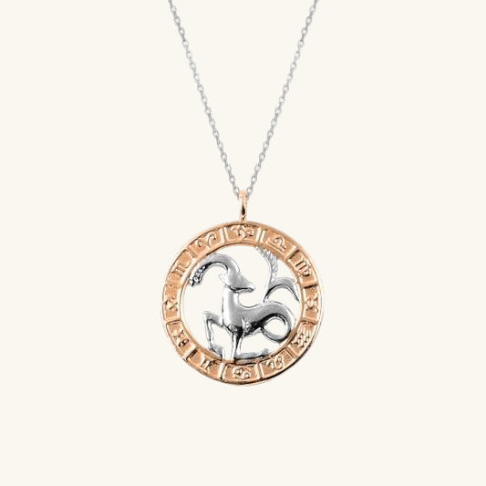 Rose Gold Plated Capricorn Zodiac Silver Necklace