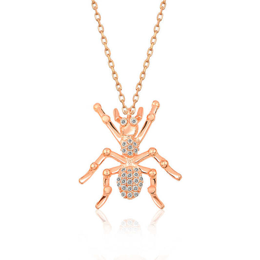 Rose Plated Spider Women's Silver Necklace