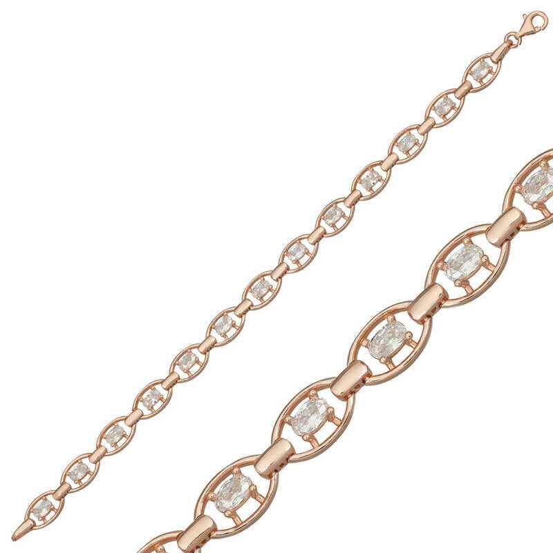 Oval Waterway Rose Plated Women's Silver Bracelet