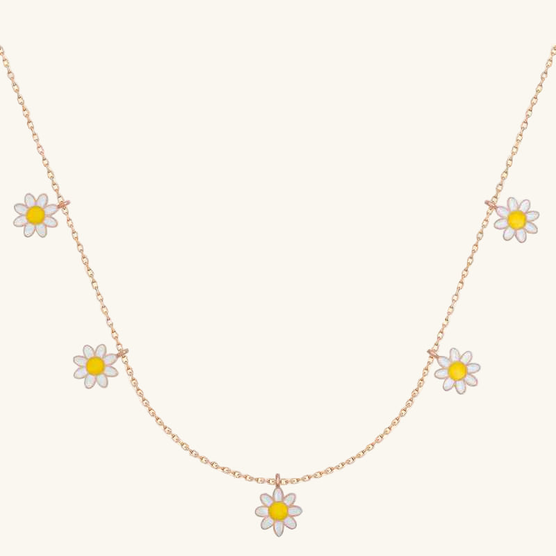 Rose Plated Daisy Luck Women's Silver Necklace