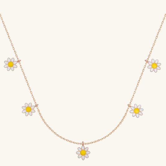 Rose Plated Daisy Luck Women's Silver Necklace