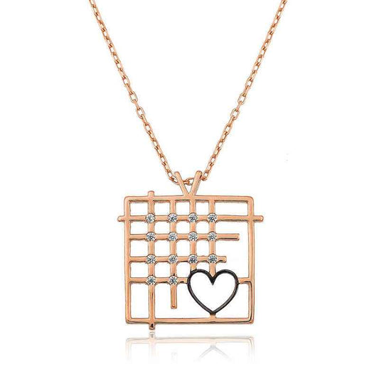 Rose Plated Love Between the Bars Silver Necklace