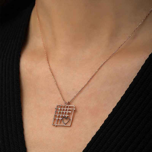 Rose Plated Love Between the Bars Silver Necklace