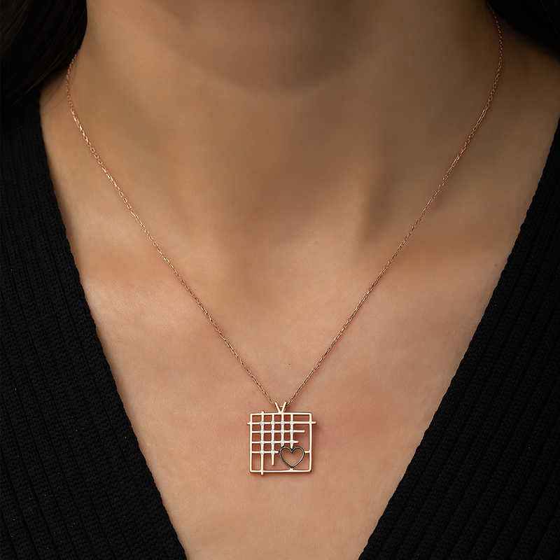 Rose Plated Love Between the Bars Silver Necklace
