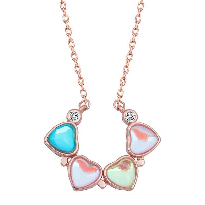 Rose Plated Openable Clover Women's Silver Necklace