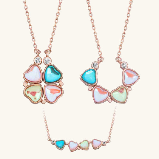 Rose Plated Openable Clover Women's Silver Necklace