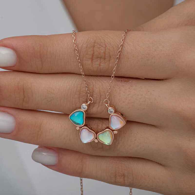 Rose Plated Openable Clover Women's Silver Necklace