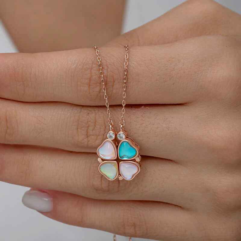 Rose Plated Openable Clover Women's Silver Necklace