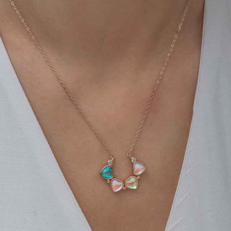 Rose Plated Openable Clover Women's Silver Necklace