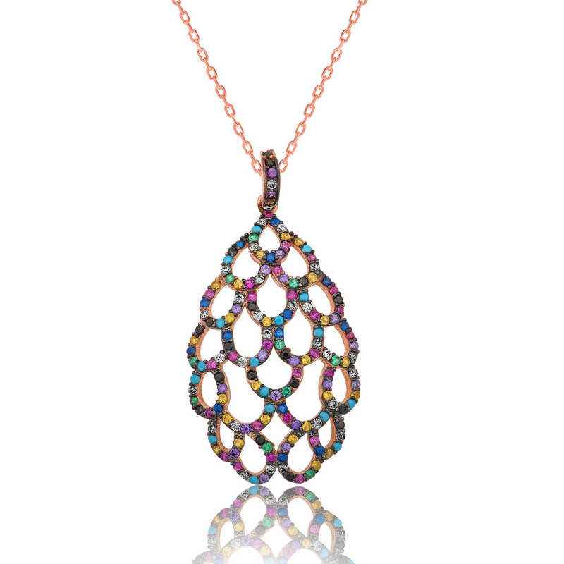 Rose Colored Women's Silver Necklace