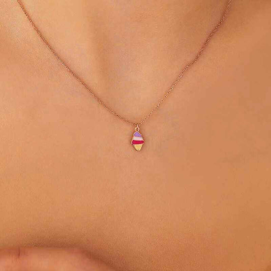 Rose Plated Ice Cream Women's Silver Necklace