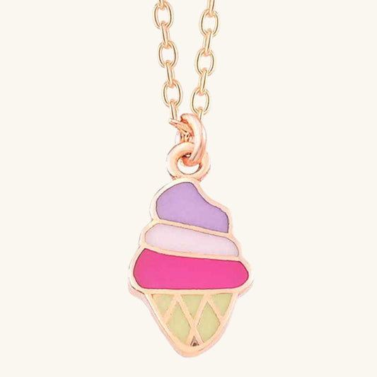 Rose Plated Ice Cream Women's Silver Necklace