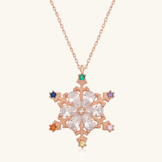 Roséfarbene Schneeflocke-Damen-Silberkette
