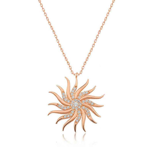 Rose Gold Plated Windmill Women's Silver Necklace