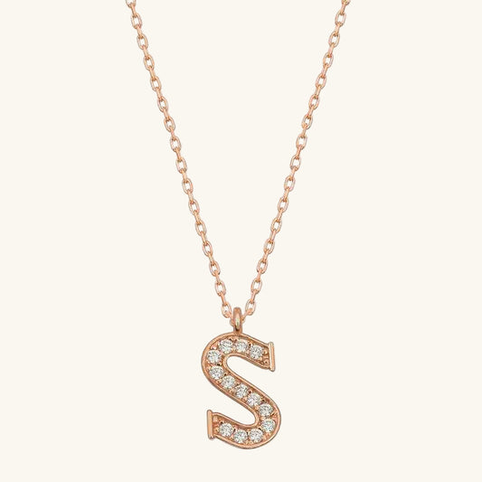 Rose Plated S Letter Women's Silver Necklace