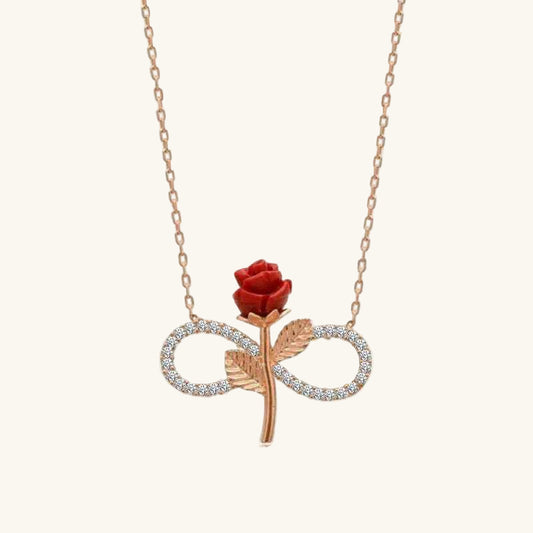 Rose Plated Infinite Rose Women's Silver Necklace