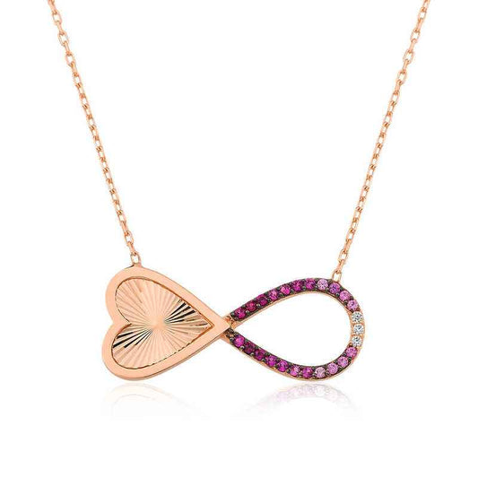 Rose Plated Infinite Heart Women's Silver Necklace