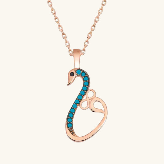 Rose Plated Infinity Swan Women's Silver Necklace