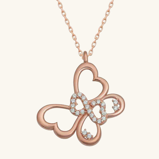 Rose Plated Infinity Butterfly Women's Silver Necklace