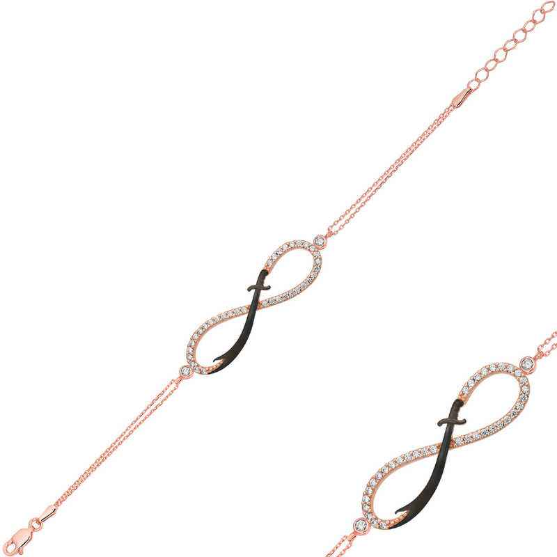 Rose Plated Infinity Zulfikar Sword Women's Silver Bracelet