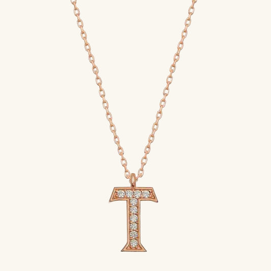 Rose Plated T Letter Women's Silver Necklace