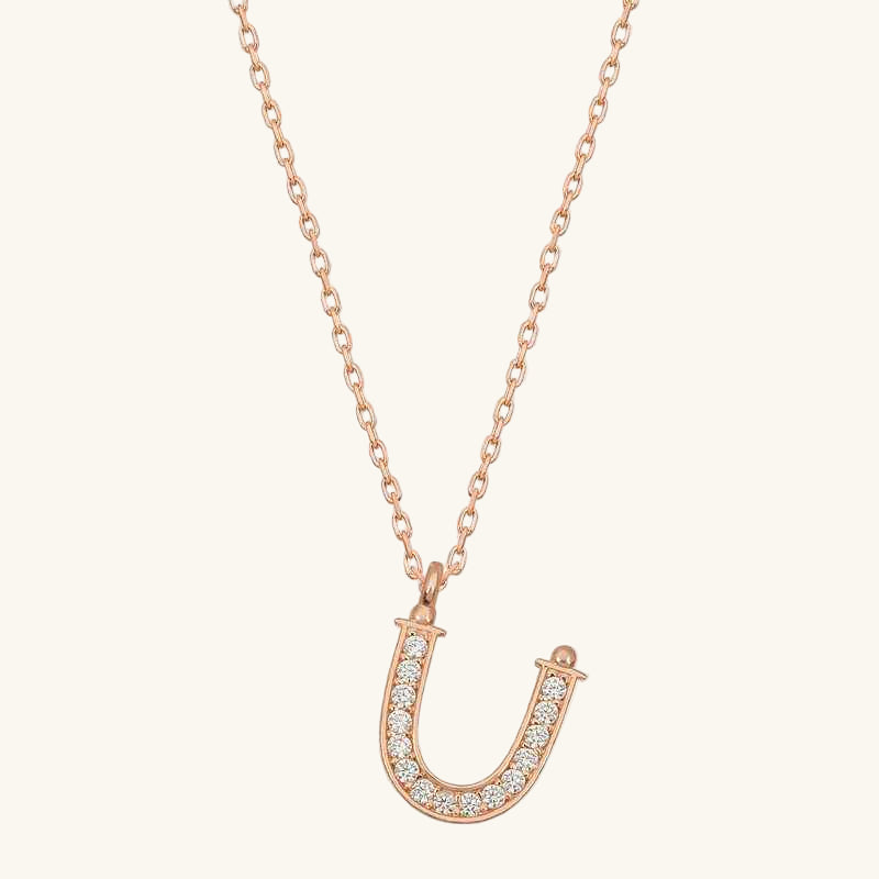 Rose Plated Ü Letter Women's Silver Necklace