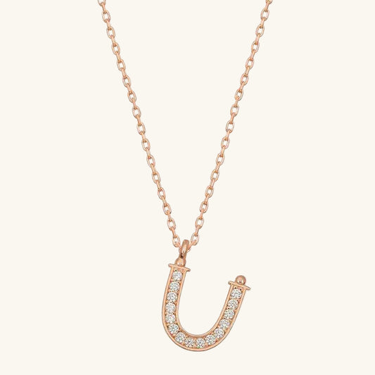 Rose Plated Ü Letter Women's Silver Necklace