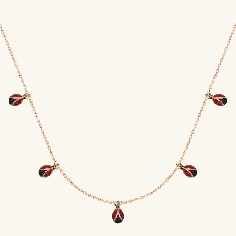 Ladybug Luck Rose Plated Women's Silver Necklace