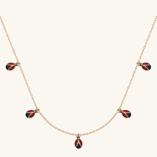 Ladybug Luck Rose Plated Women's Silver Necklace