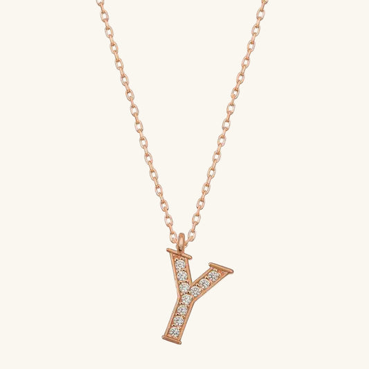 Rose Plated Y Letter Women's Silver Necklace