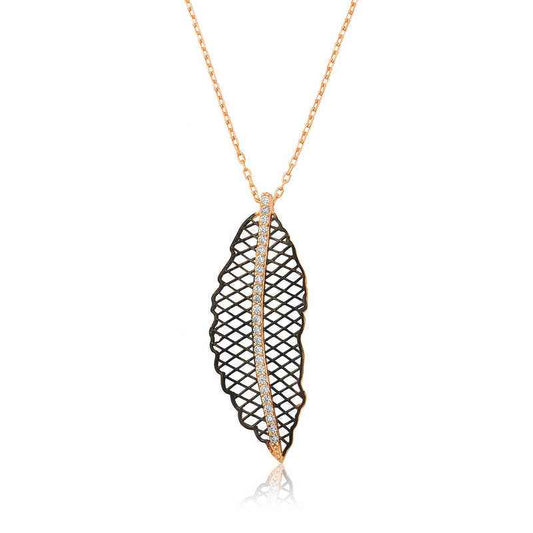 Rose Gold Plated Leaf Women's Silver Necklace