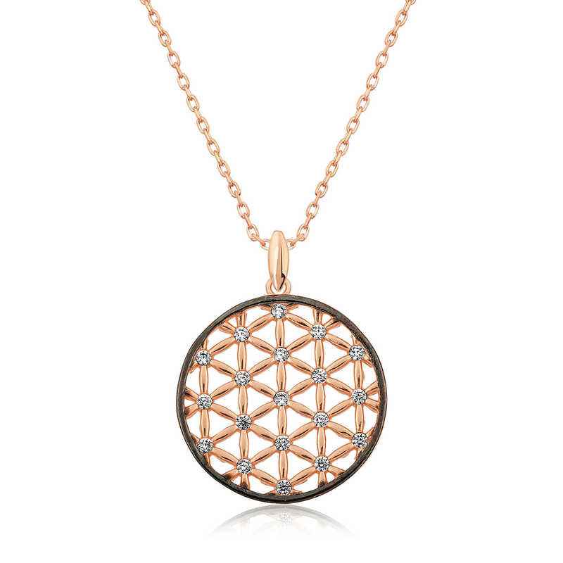 Rose Gold Plated Flower of Life Women's Silver Necklace
