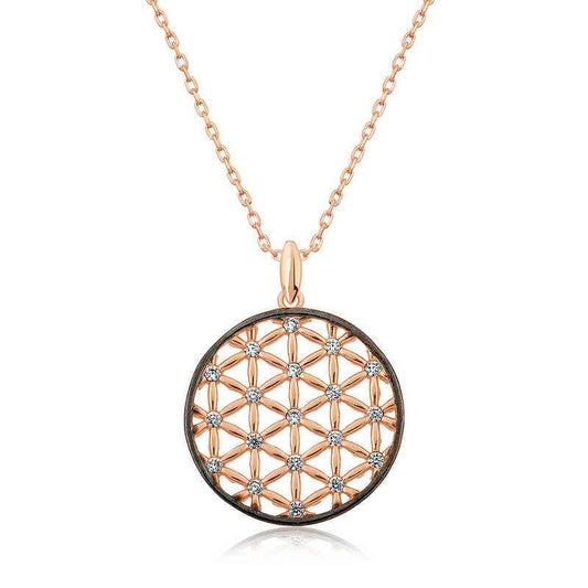 Rose Gold Plated Flower of Life Women's Silver Necklace