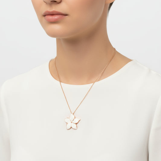 Rose Gold Plated Jasmine Flower Women's Silver Necklace
