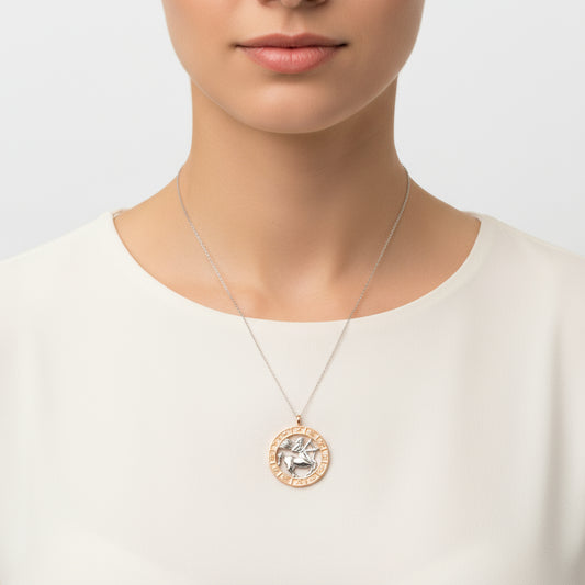 Rose Gold Plated Sagittarius Zodiac Silver Necklace