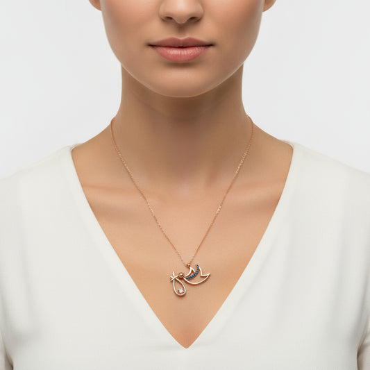 Rose Plated Newborn Baby Women's Silver Necklace