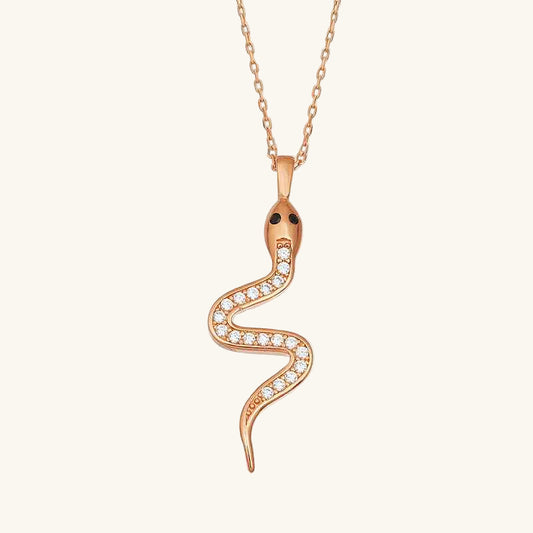 Rose Plated Snake Women's Silver Necklace