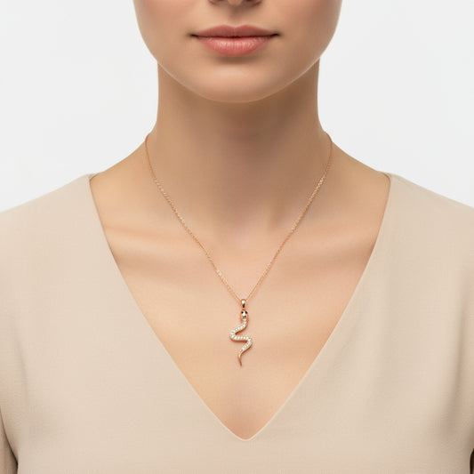 Rose Plated Snake Women's Silver Necklace