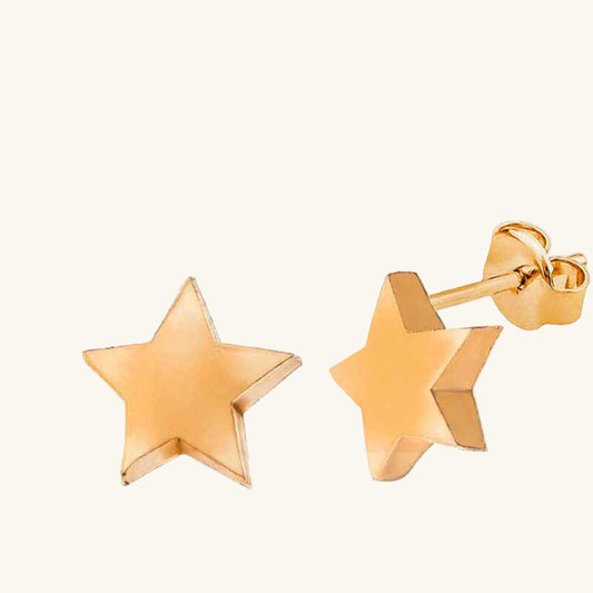 Rose Plated Star Stud Women's Silver Earring