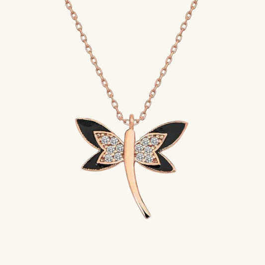 Rose Gold Plated Dragonfly Women's Silver Necklace