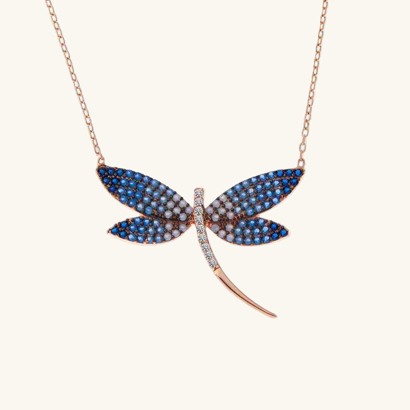 Rose Plated Dragonfly Women's Silver Necklace