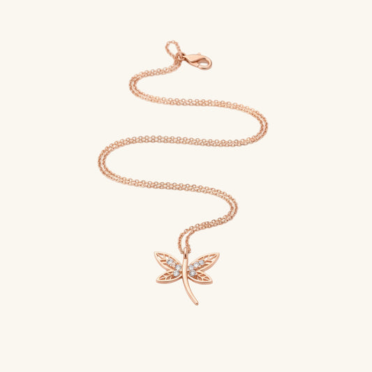 Rose Plated Dragonfly Women's Silver Necklace