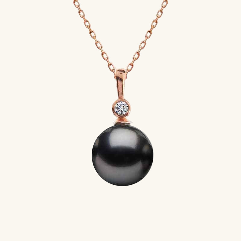 Round Pearl Rose Plated Women's Silver Necklace