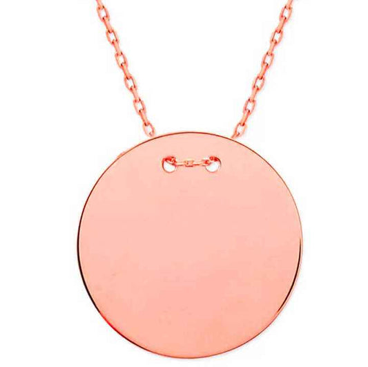 Rose Plated Round Plate Women's Silver Necklace