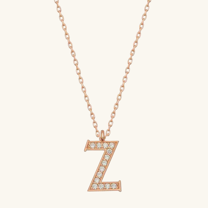 Rose Plated Z Letter Women's Silver Necklace