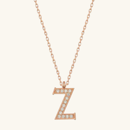 Rose Plated Z Letter Women's Silver Necklace